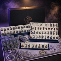 Jeu de Mahjong Gothique d'Halloween au Design Original, Tuiles Joker Squelette, Jeu de Société pour Soirée Horreur, Ensemble Unique de Mahjong d'Halloween, Effrayant