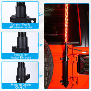 Soporte de asta de bandera de montaje de antena de gran oferta para <span class=keywords><strong>Jeep</strong></span> <span class=keywords><strong>Wrangler</strong></span> Jk Jl soporte de luz de látigo de aluminio de estilo de diseño todoterreno - Product Image 6