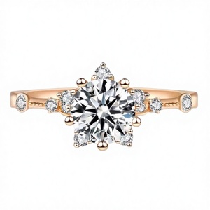 <b>Custom</b> High Quality 10k 14k 18k Silver/Gold Plated Vvs Moissanite Brilliant Cut Solitaire Certified GRA Wedding Engagement <b>Rings</b> - Product Image 3