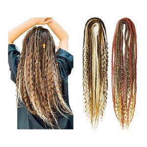Shinein Boho Style Bouclés Synthétiques Dreadlock Boîte Tresses Ombre Blonde Double Extrémité Extensions de Cheveux avec Extrémités Bouclées - Product Image 5