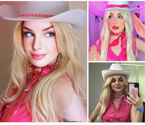 Pelucas de pelo sintético para mujer, pelucas de pelo sintético ondulado grande largo de 26 pulgadas, <span class=keywords><strong>rubio</strong></span> claro, rizado, con abertura media, sin encaje, sin pegamento, resistente al calor - Product Image 6