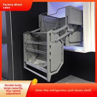 Refrigerador de Design Moderno com Grande Capacidade e Armazenamento Duplo, Armário Superior com Cesto Elevatório para Cozinha