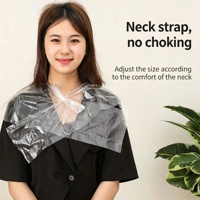 Cape de barbier jetable transparente et imperméable en plastique PE, bavette de coiffure pour salons de coiffure