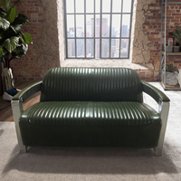 Canapé chaise longue en cuir rétro industriel 3 places, rembourré, pour appartements et salons d'hôtels
