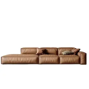 Baxter neowall upholstered furniture brown leather living room sofa luxury sectional sofa set