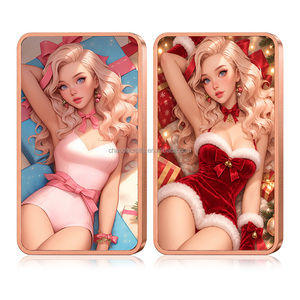 Barra de Cobre Sólida de 1 oz, con Diseño Personalizado de Pin-up Navideña, en Cobre Fino .999 - Product Image 4
