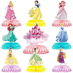 Cartoon Princess Honeycomb Centerpiece Birthday Party Decorations Photo Booth Props Party Desktop Decorations