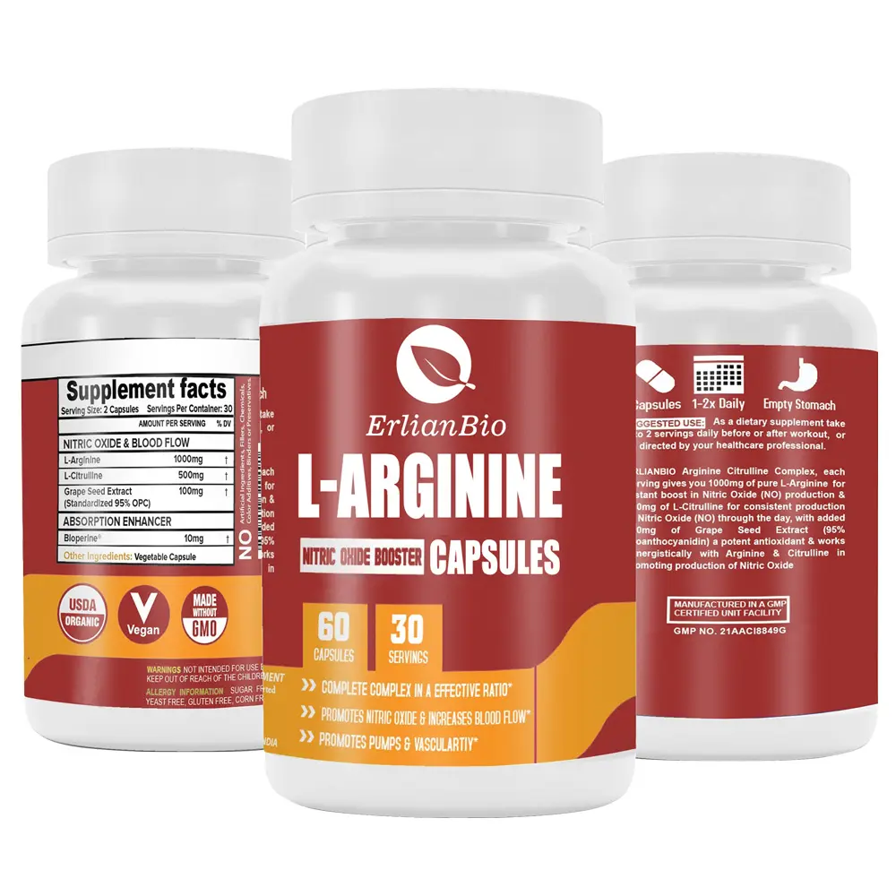 OEM L-arginine Capsules Nitric Oxide Booster Supplement L Citrulline capsules With L-Arginine HCL