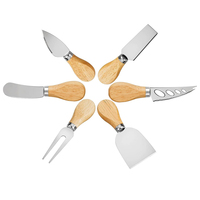 Ensemble de couteaux à fromage et à beurre en acier inoxydable avec gravure personnalisée du logo, manches en bois, outils de découpe pour fromage et beurre