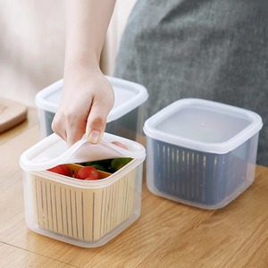 2 Grids Food Fruits Vegetables <b>Storage</b> <b>Box</b> <b>Kitchen</b> Ginger Garlic <b>Box</b> with Drain Basket for <b>Kitchen</b> Fresh-keeping Food <b>Storage</b> - Product Image 6