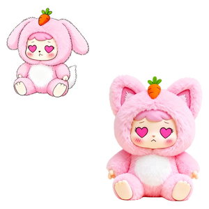 Cadeau d'anniversaire pour enfants, filles, jouet en peluche, adorable lapin rose, poupée en peluche avec <span class=keywords><strong>carotte</strong></span> sur la tête, yeux en forme de cœur - Product Image 1