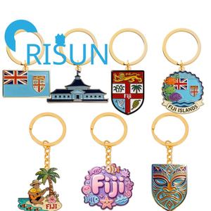 พวงกุญแจโลหะแบบสั่งทำขายส่ง ของที่ระลึกการท่องเที่ยวหมู่เกาะ<span class=keywords><strong>ฟิจิ</strong></span> ลายธงชาติฟิจิ ปลาทิกิ ซูวา <span class=keywords><strong>ฟิจิ</strong></span> - Product Image 1