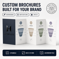 Brochure personnalisée à 4 panneaux pliés en accordéon pour agences DTC e-commerce, en carton épais, avec vernis sélectif UV, pour la conversion de prospects et le marketing