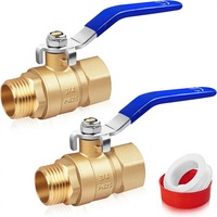 Válvula de Bola de Paso Completo de 3/4 Pulgadas, Paquete de 2, Latón Forjado de Alta Resistencia, 150 PSI WSP/600 PSI WOG, Agua, Aceite, Gas, Macho Hembra NPT