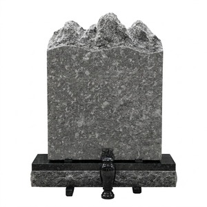 Lápida <span class=keywords><strong>de</strong></span> Granito Gris Acero Estilo Americano con Forma <span class=keywords><strong>de</strong></span> Pico <span class=keywords><strong>de</strong></span> Montaña Natural y Florero - Product Image 1
