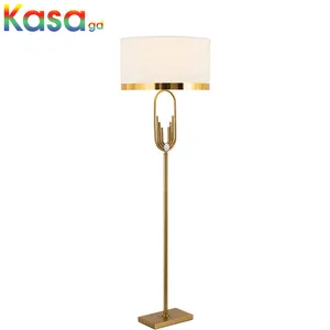 Staande Led Vloerlamp Goud Woonkamer Slaapkamer Decoratieve Ijzeren Luxe Huis Met Witte Lampenkap Stof Kasa Moderne Nordic Lamp