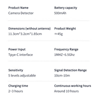 Vente en gros en usine Détecteur de caméra cachée portable Détecteur de traqueur GPS anti-espion Alarmes personnelles Détecteur sans fil