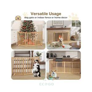 Valla de Seguridad Plegable Sólida para Mascotas, Moderna, Ecológica, de Madera, de 30 Pulgadas de Altura, Independiente, con 2 Patas de Soporte - Product Image 5