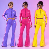 Ensemble 2 pièces en velours Y2K 2026 pour grandes tailles, veste et pantalon en velours color block, personnalisable avec logo, collection automne-hiver