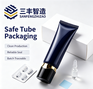 หลอดบีบเครื่องสำอางพลาสติกสีดำสุดหรูพร้อมฝาเกลียวชุบทอง - Product Image 4