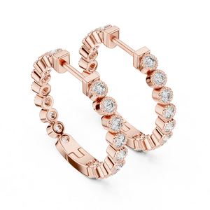 Boucles d'oreilles pour femmes en or rose plaqué avec diamants de laboratoire, bijoux raffinés et élégants, cadeau brillant pour les occasions de fête - Product Image 3