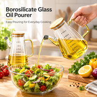 Bouteille d'huile en verre borosilicate de haute qualité pour la cuisson, faible MOQ, forme octogonale, avec bouchon verseur anti-goutte