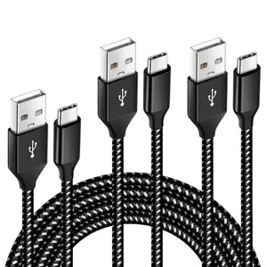 Hersteller günstiger Preis schwarz weiß 2 M kreisförmiger Bogen Nylon geflochtenes USB-Typ-C-Kabel für alle USB-C-Geräte