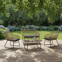 Ensemble de canapés de conversation pour 4 personnes avec table, structure en acier, mobilier d'extérieur écologique et imperméable pour salon et jardin