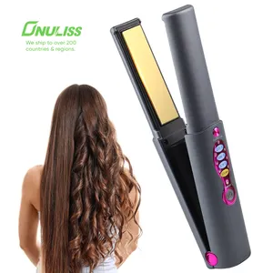 Wireless Rechargeable Titanium Flat Iron Hair Straightener And Curler 2 in 1 Mini Ceramic Private Label Professional Flat Irons