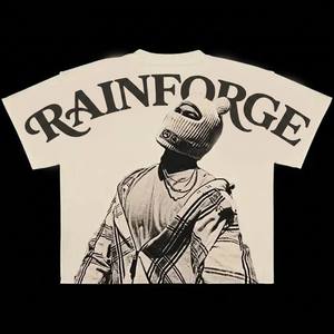 T-shirt surdimensionné pour homme en coton épais 100% personnalisé, style streetwear Y2K grunge, avec impression graphique toile d'araignée et motif balaclava pour fille - Product Image 3