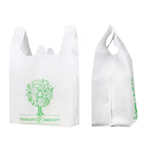 Bolsa de la compra de camiseta ecológica de tela no tejida, bolsa no tejida con impresión desechable, precio bajo - Product Image 3