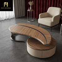 Table basse de salon en bois de style nordique minimaliste en forme de feuille, table basse design postmoderne de haute qualité