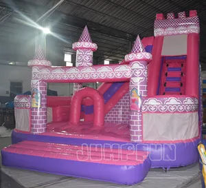 2024 hot 5x5x5 meter inflável princesa slide hot inflatables Meninas rosa pulando casa inflável combo bouncer