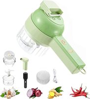Cortador de legumes 4 em 1 elétrico portátil, conjunto 4 em 1, multi-função automática, máscara de gengibre, cozinha, carregamento usb, cortador de fruta