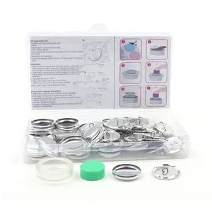 Craft Cover Button Kit 1 Set Buckle Tools 30 Sets of Buckle Base(28mm)DIY Button Craft Kits Solid Fabric Cloth Covered Flat Back