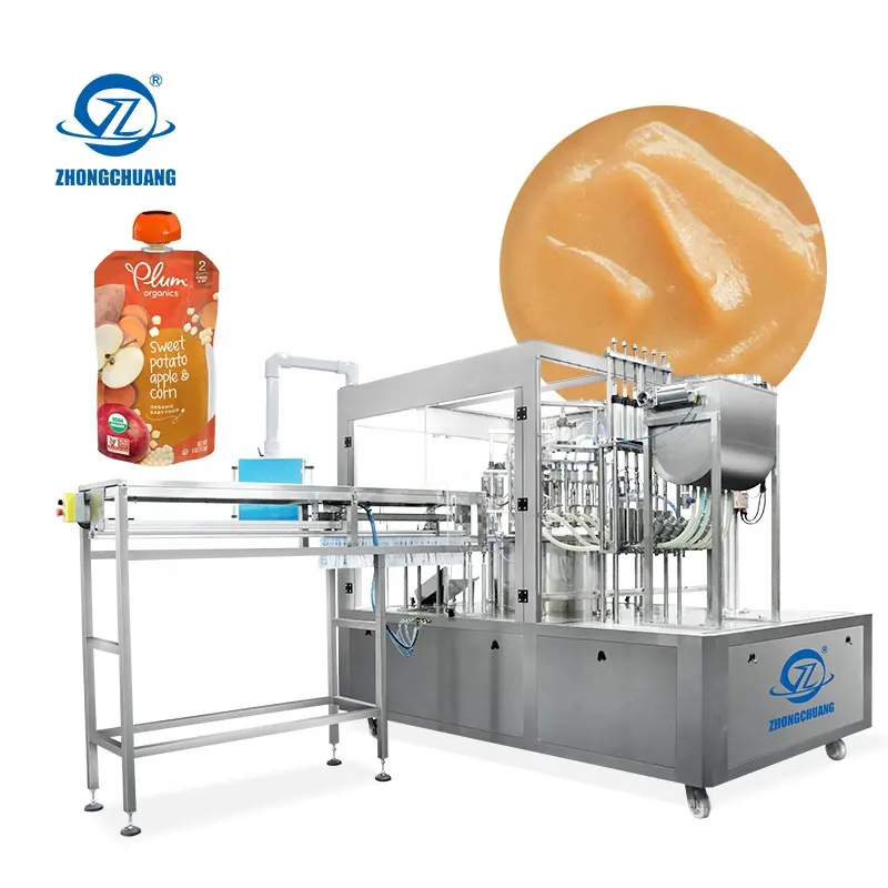 Premade Bag Packing Syrup Water Soft Drink Ice Cream Juice Jelly Baby Puree Stand Up Pouch With Spout Filling Capping Machine