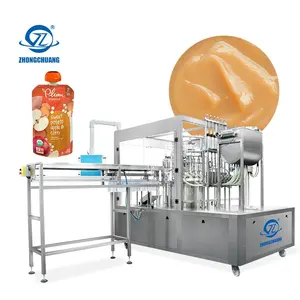 Voorgemaakte Zak Verpakking Siroop Water Frisdrank Ijs Sap Gelei Baby Puree Stand-Up Zakje Met Tuit Vulling Capping Machine