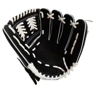 Оптовая продажа, черные тренировочные перчатки для бейсбола, кожаные бейсбольные перчатки для Инфилда