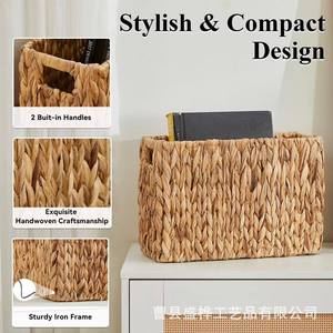 Water Hyacinth Woven <b>Storage</b> <b>Basket</b> Rectangle <b>Large</b> Capacity Handmade Toy Organizer Living Room Decoration - Product Image 3
