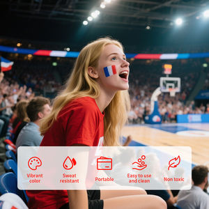 Vernice per il Viso Personalizzata per Tifosi di Calcio, 3 Colori, a Forma di Bandiera, Ideale come Regalo per Eventi Sportivi - Product Image 3