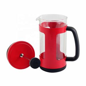 Cafetière à piston en verre sans BPA, résistante à la chaleur, avec cadre rouge durable, capacité de 350/800/1000 ml - Product Image 3