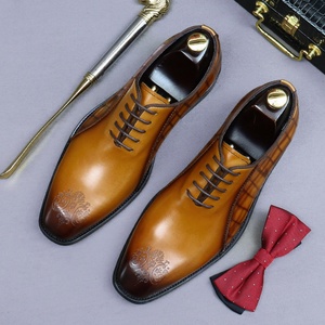 Chaussures habillées pour hommes haut de gamme, gravées au laser et embossées, à bout carré, en cuir, style coréen, pour affaires et occasions formelles - Product Image 6