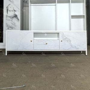 <span class=keywords><strong>Meuble</strong></span> <span class=keywords><strong>TV</strong></span> moderne en métal blanc pour salon, console de rangement, armoire latérale pour maison, bureau, appartement - Product Image 2
