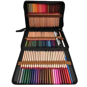 New Trends Triangle 72 Water Colour Color Pencil Set in Zipper Bag with Sharpener, Pencil Extender, Brush For Adults Drawing