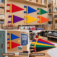 Drapeaux triangulaires en feutre vierges en gros, couleurs personnalisées, avec ourlet cousu, pour l'impression DIY, les loisirs créatifs et les événements scolaires