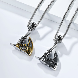 Pendentif hache de combat viking, collier en acier inoxydable, cadeau pour homme, bijoux de mode nordique viking - Product Image 2