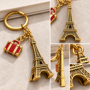 Llavero de Metal Fundido a Presión con Diseño 3D Personalizado de la Torre Eiffel y Colgante de Maleta Esmaltado OEM ODM - Product Image 2