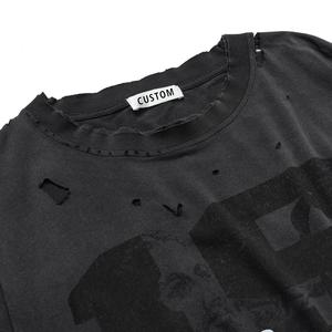 เสื้อยืดผ้าฝ้ายฟอกสีกรดสำหรับผู้ชายเสื้อยืดแขนยาวสองชั้นสำหรับผู้ชายแนวสตรีทโอเวอร์ไซส์วินเทจ - Product Image 2