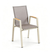 Chaise de salle à manger élégante et unique en aluminium, siège en maille respirante, mobilier de bistrot d'extérieur résistant aux intempéries pour hôtel