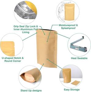ถุงกาแฟแบบตั้งได้ ผลิตจากกระดาษคราฟท์แบบรีไซเคิล ขนาด 250 กรัม 340 กรัม 500 กรัม  ย่อยสลายได้ทางชีวภาพ  แบบมีซิปล็อค  รับผลิตตามแบบที่ต้องการ - Product Image 2